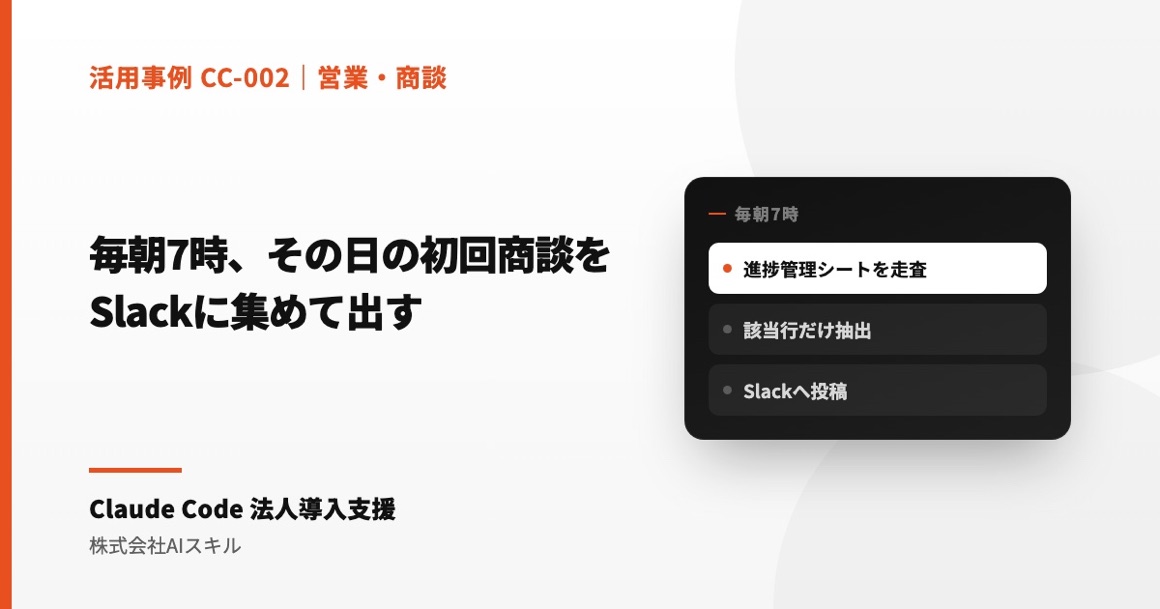 毎朝7時、その日の初回商談だけをSlackに集めて出す