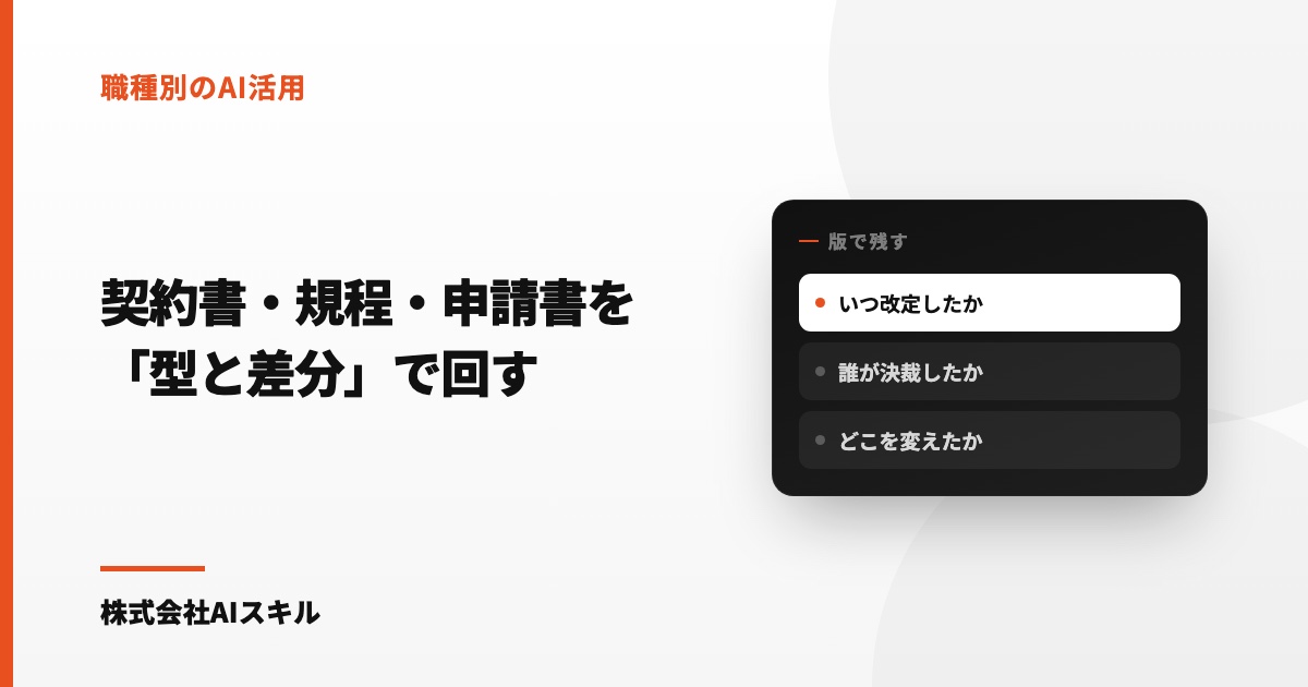 総務・法務のAI活用｜契約書・規程・申請書を「型と差分」でClaude Codeで回す