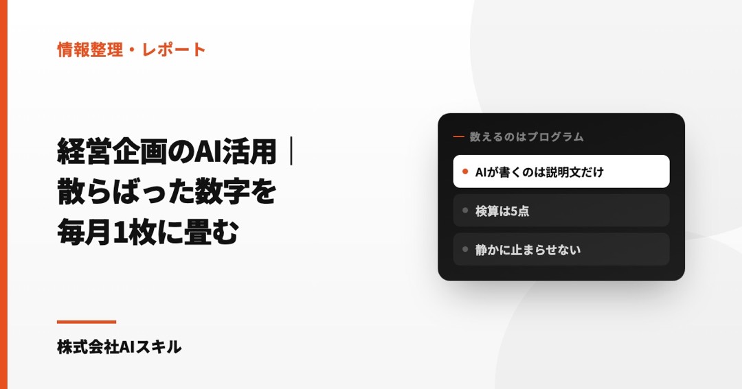 経営企画のAI活用｜散らばった数字を毎月1枚のレポートに畳むClaude Codeの手順