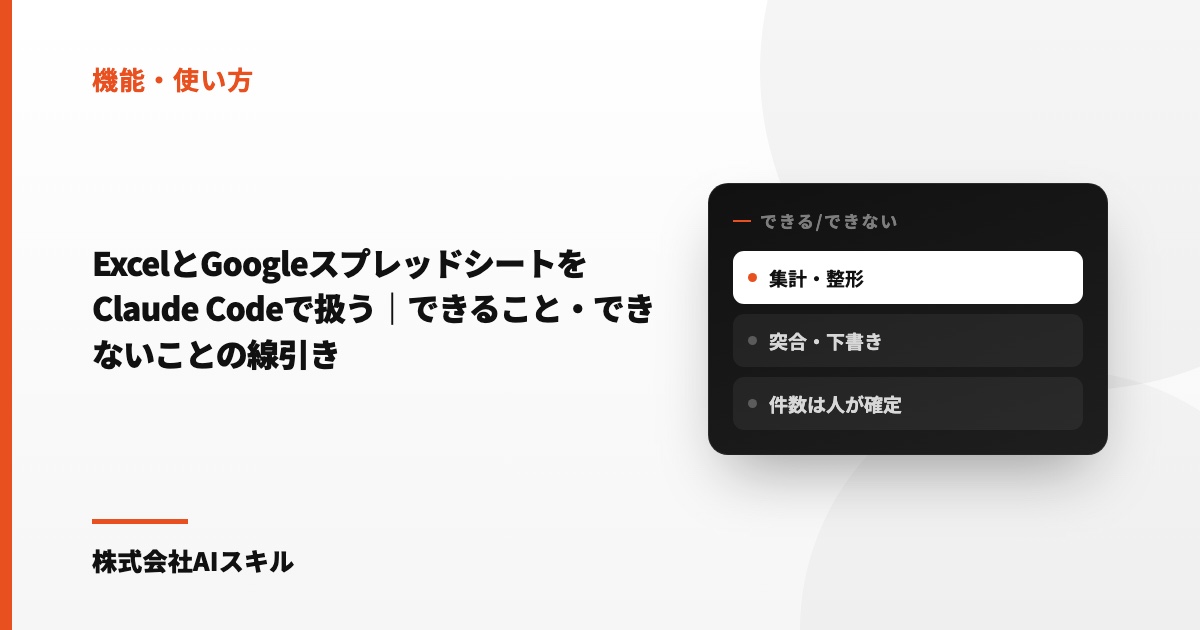 ExcelとGoogleスプレッドシートをClaude Codeで扱う｜できること・できないことの線引き