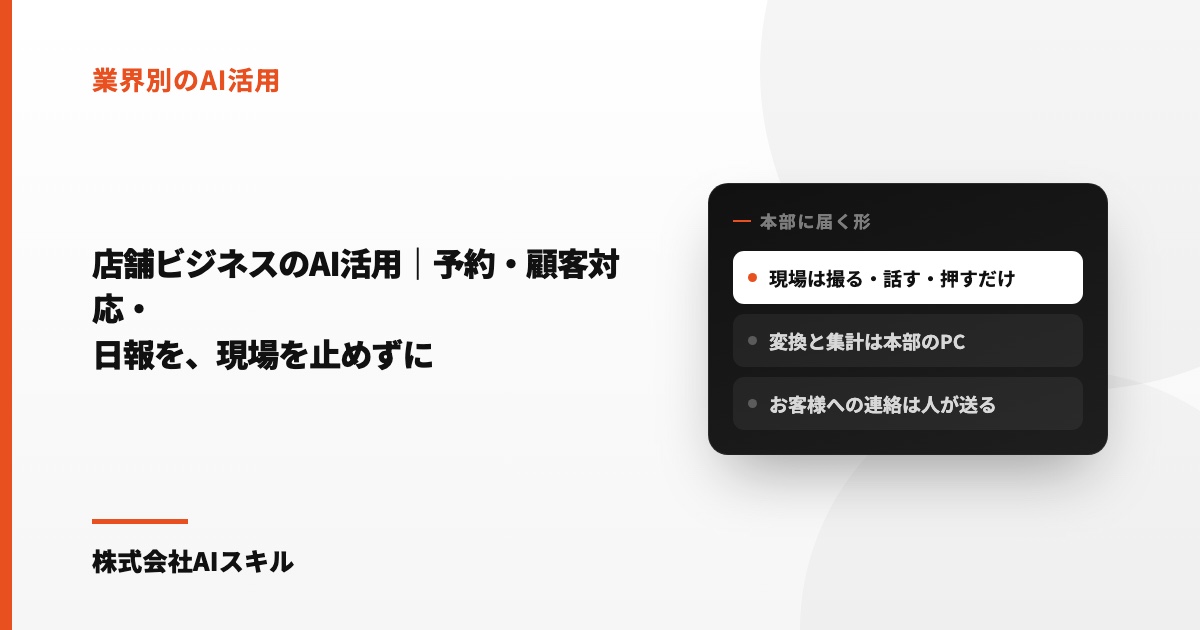 店舗ビジネスのAI活用｜予約・顧客対応・日報を、現場を止めずにClaude Codeで回す