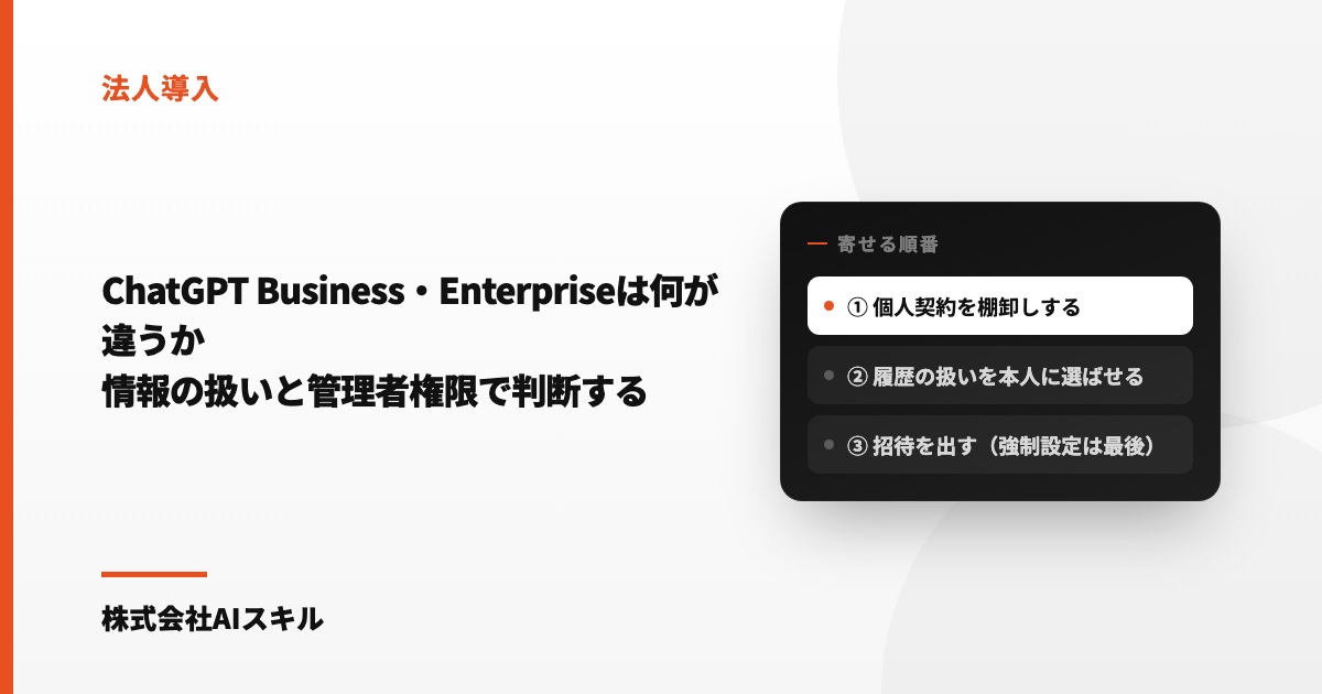 ChatGPT Business・Enterpriseは何が違うか｜情報の扱いと管理者権限で判断する